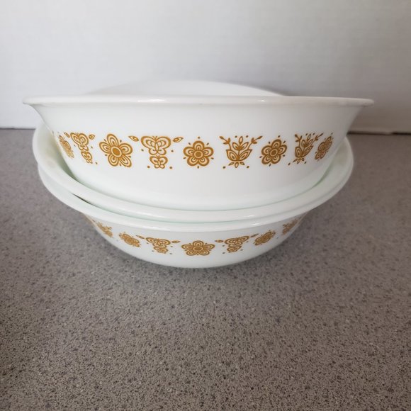 Corelle Other - 3pc Corelle Cereal Bowl Corning Butterfly Gold